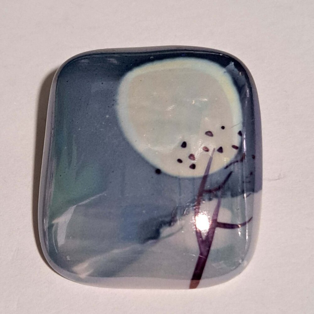 Spooky scene night time dead tree big moon brooch